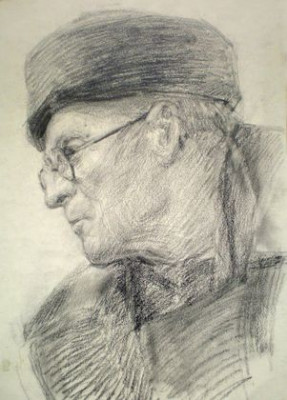 В. Потехин портрет  В. Авреха 1950-е б.уголь.