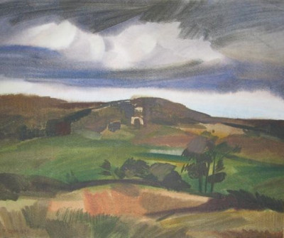 "Пейзаж с облаком". 1978., б.,акв., 49х58