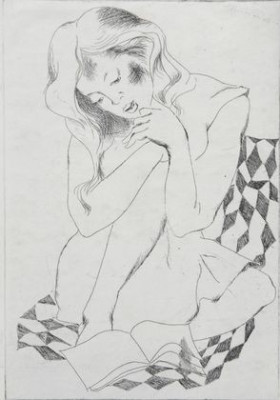 " Девушка с книгой" б. офорт 1972г.