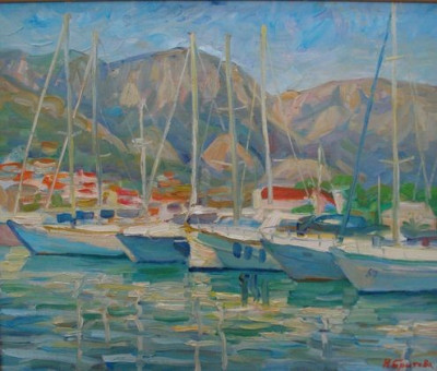 "Яхты в порту", 2009. х.м. 50х60