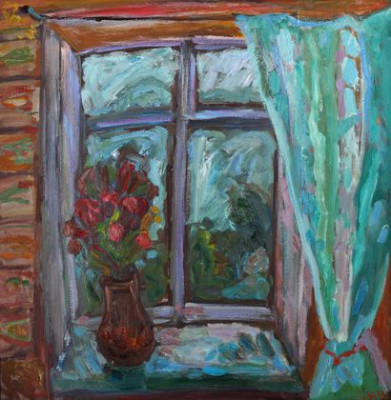 "Вечернее окно". 87х85  к.м. 2015